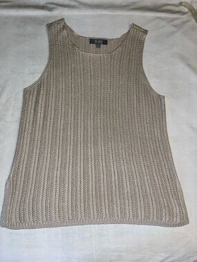 Marled Ribbed Knit Tank Top in Taupe Beige